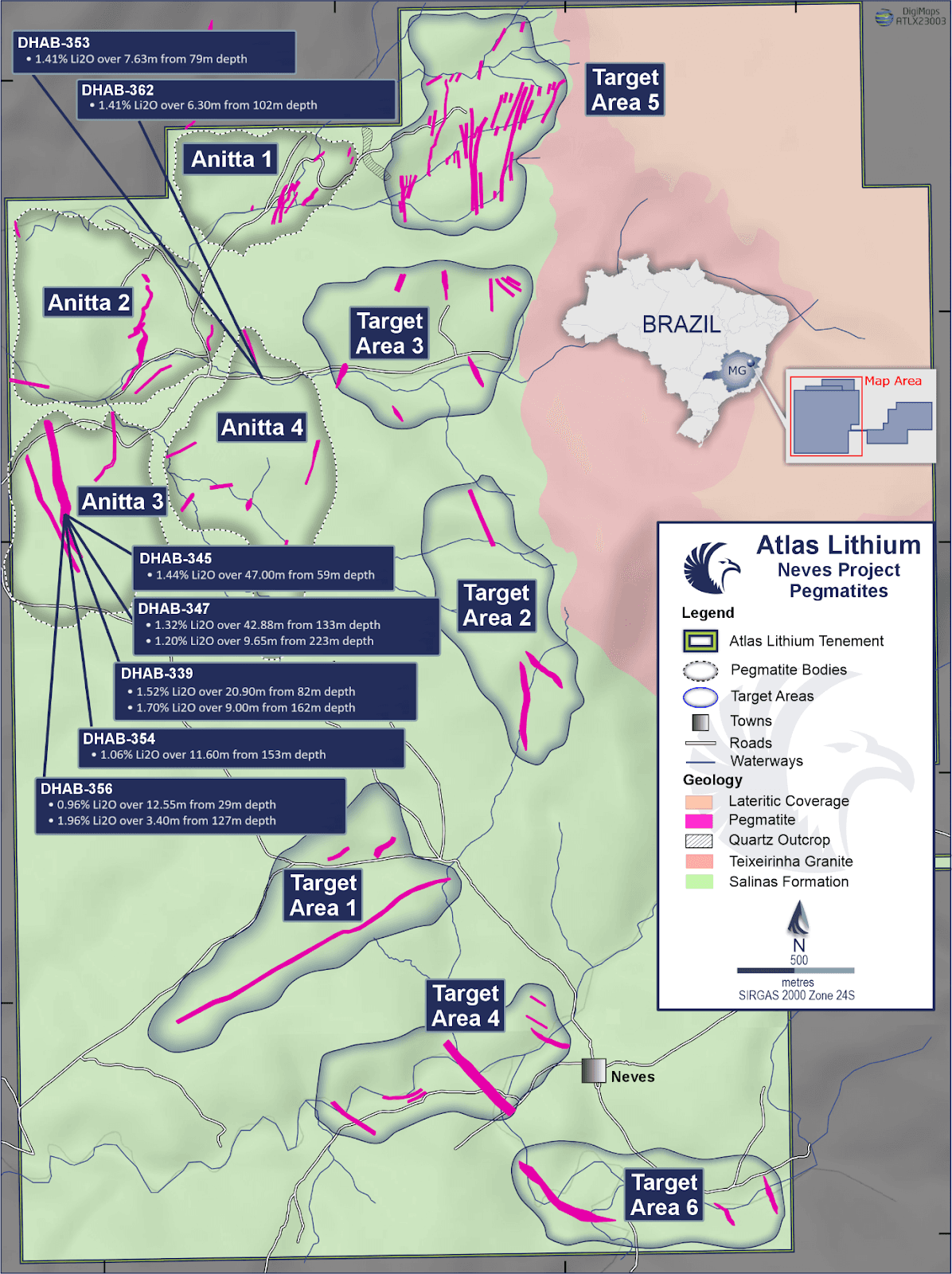 Atlas Lithium anuncia novos resultados promissores no projeto Neves