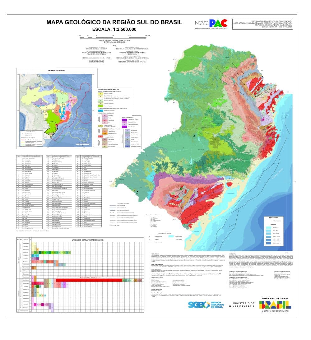 SGB lança Mapa Geológico da Região Sul